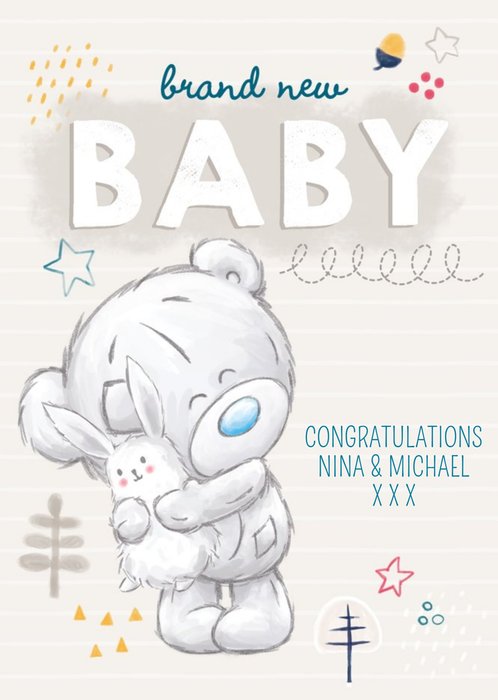 Me To You Tatty Teddy Brand New Baby Personalised Card