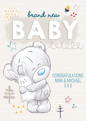 Me To You Tatty Teddy Brand New Baby Personalised Card