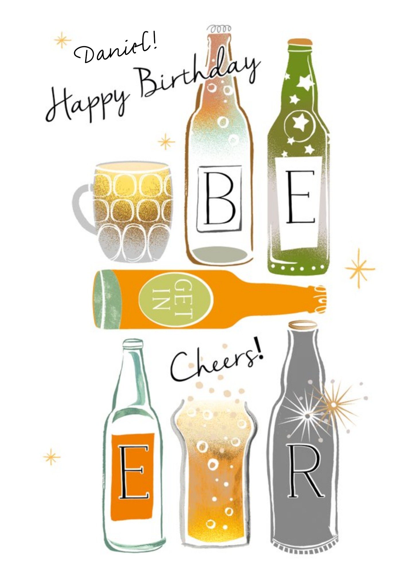 Moonpig Cheers With Beer Personalised Birthday Card, Large
