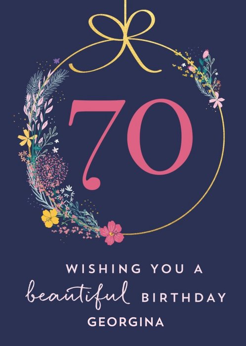 Floral 70th Birthday Card