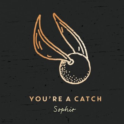 Harry Potter Golden Snitch You're A Catch Valentines Day Card