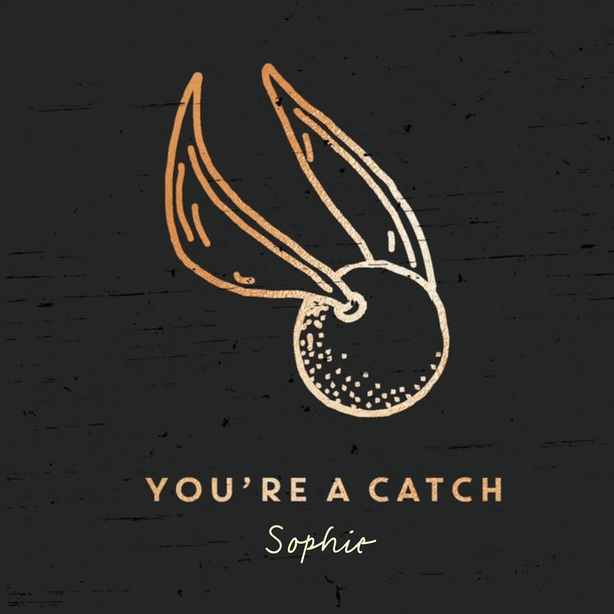 Harry Potter Golden Snitch You're A Catch Valentines Day Card, Large