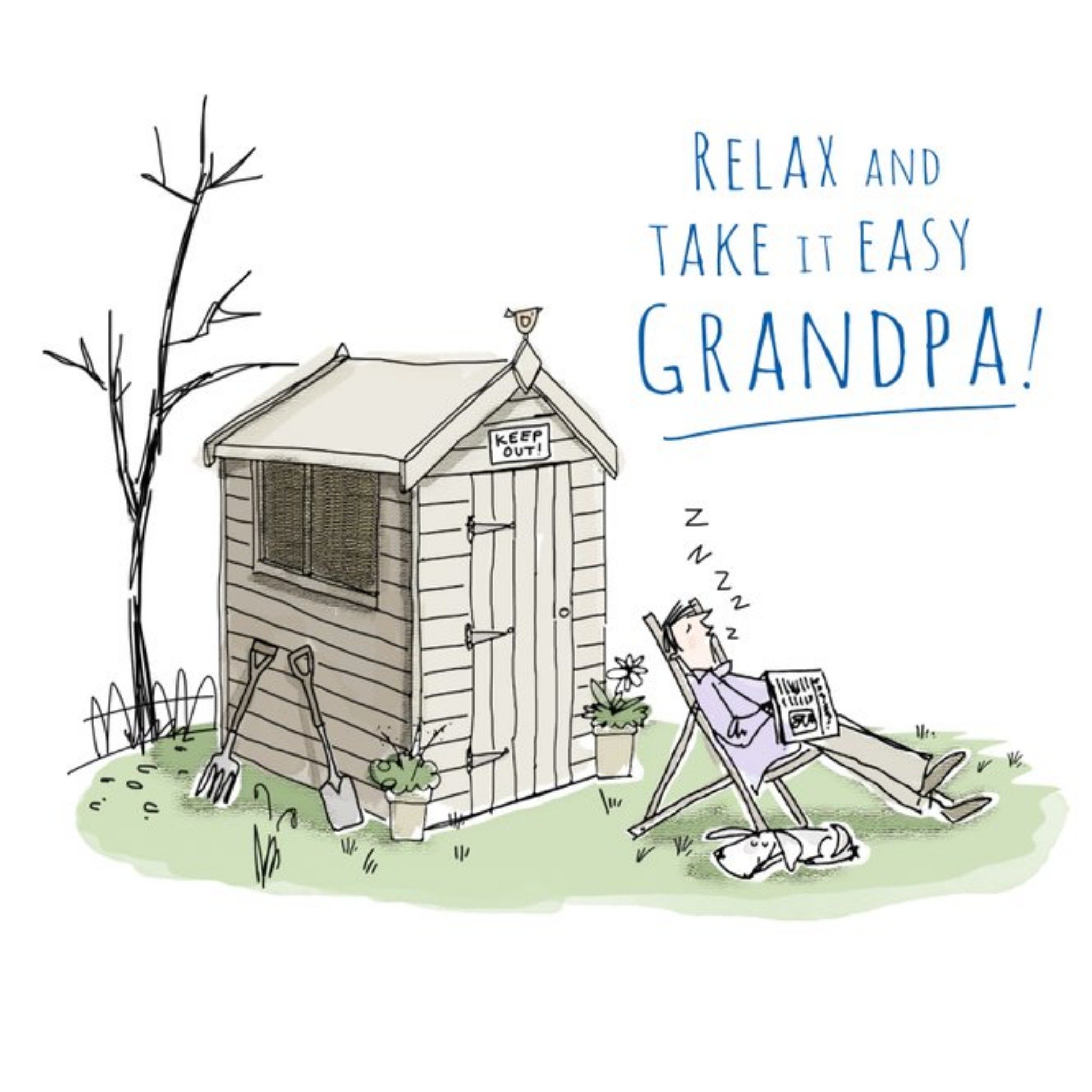 Moonpig Relax And Take It Easy Grandpa Garden Shed Birthday Card, Large