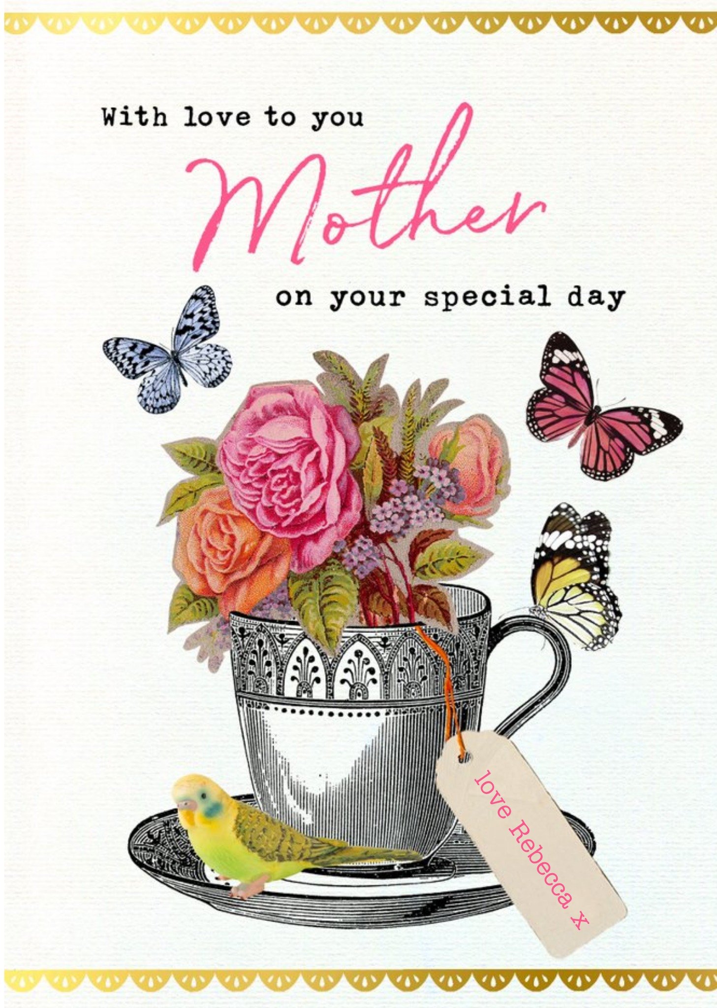 Vintage Flowers Butterflies Mother's Day Card Ecard