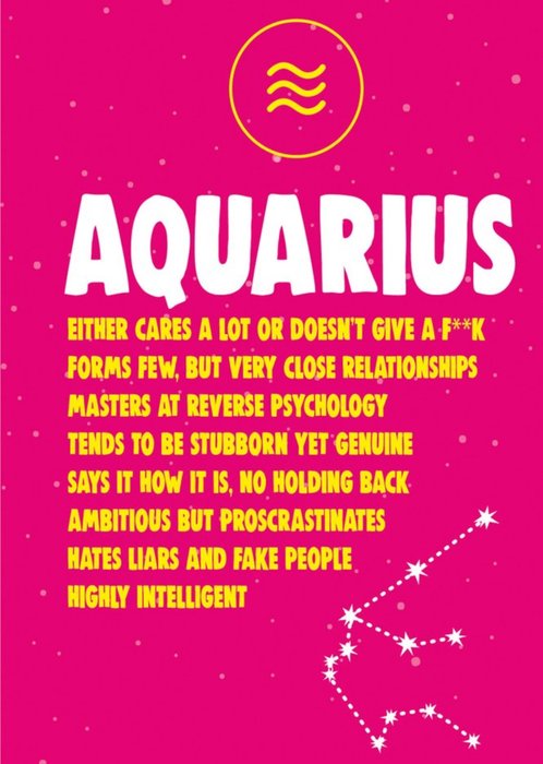 Cheeky Chops Aquarius Star Sign Birthday Card