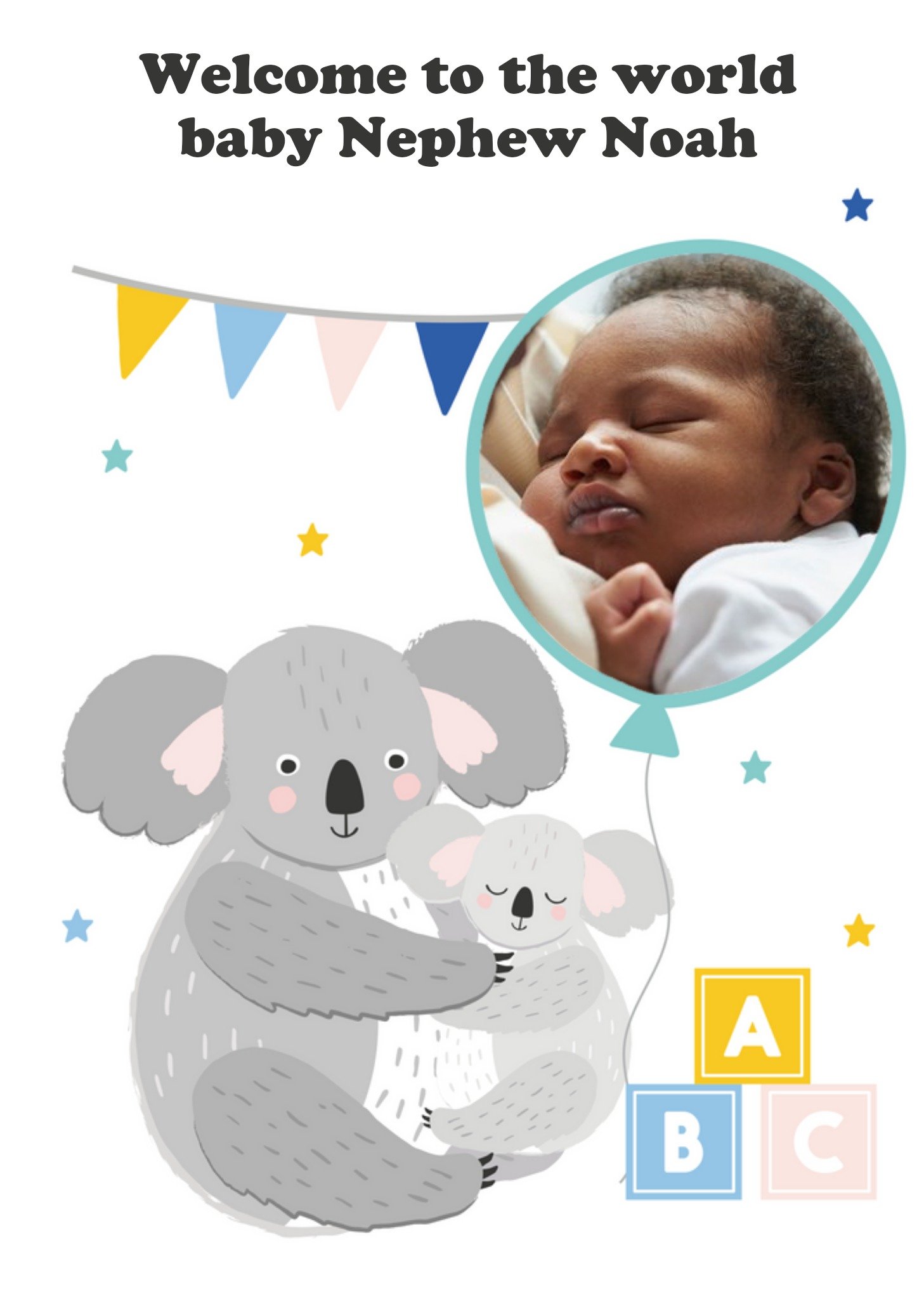 Illustrated Cute Mobile New Baby Welcome To The World Card 