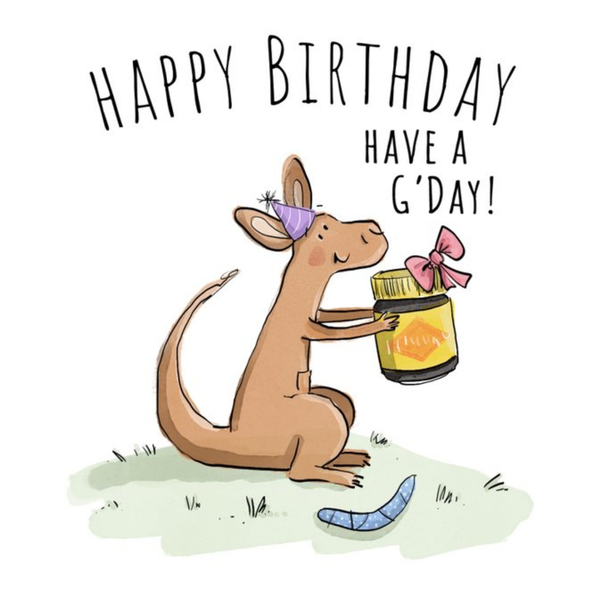 Moonpig Emma Proctor Designs Kangaroo Have A G'day Birthday Card, Large