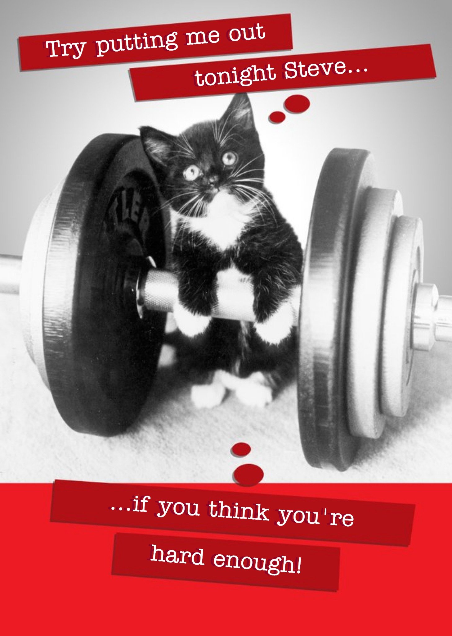 Moonpig Weightlifting Cat Personalised Card, Large