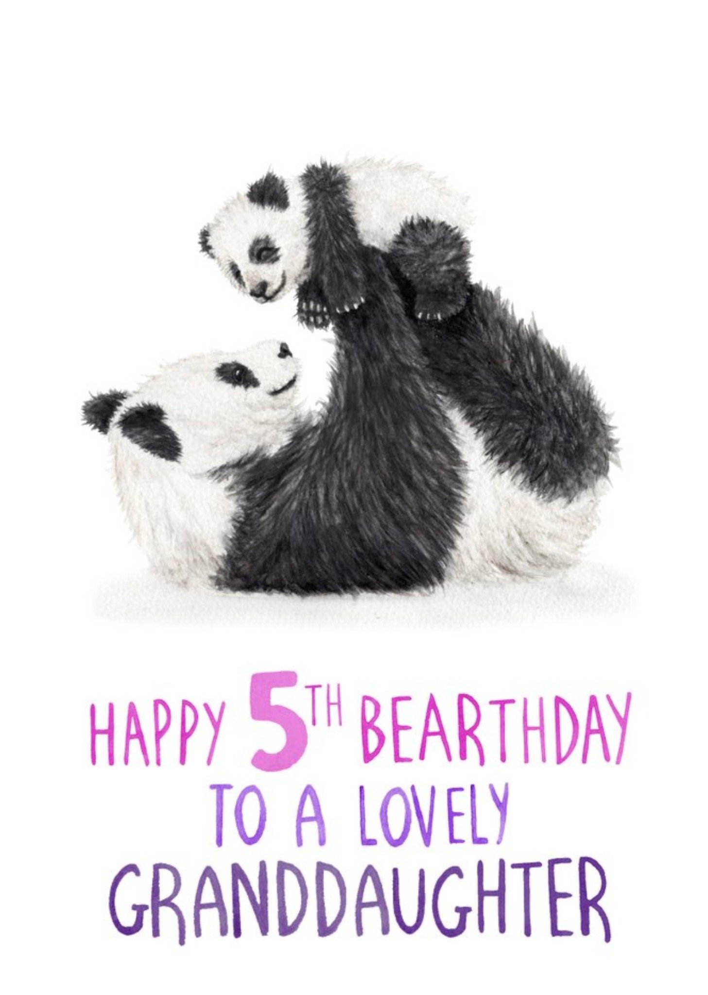 Moonpig Cute Pandas Happy 5th Bearthday Granddaughter Birthday Card Ecard