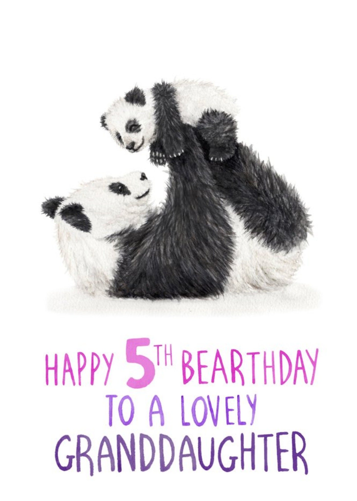 Cute Pandas Happy 5th Bearthday Granddaughter Birthday Card Ecard