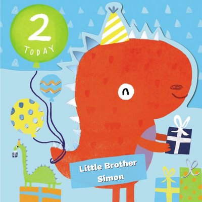 Two Today Little Brother Happy Birthday - Birthday Dino
