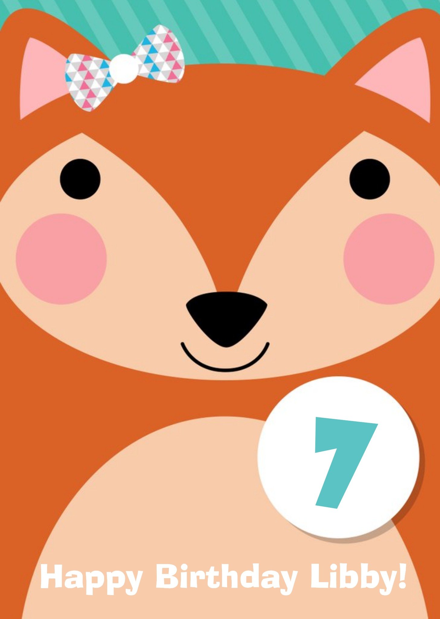 Cartoon Fox Personalised Happy 7th Birthday Card Ecard