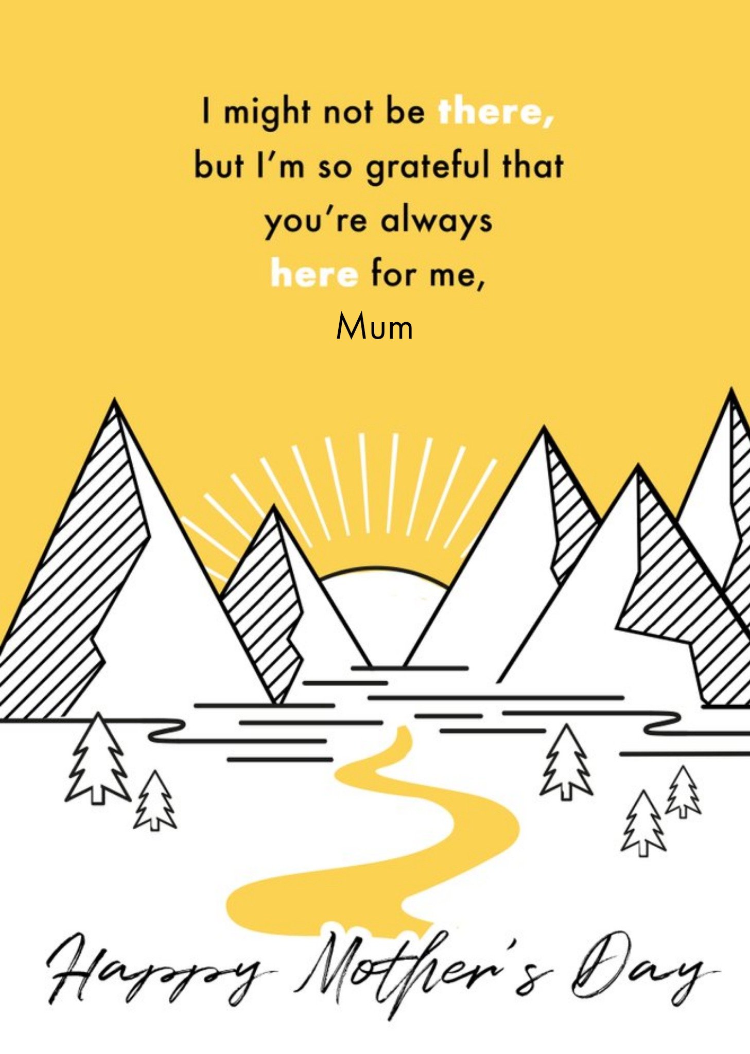 Moonpig Bright Graphic Mountain Range Across The Miles Mother's Day Card, Large
