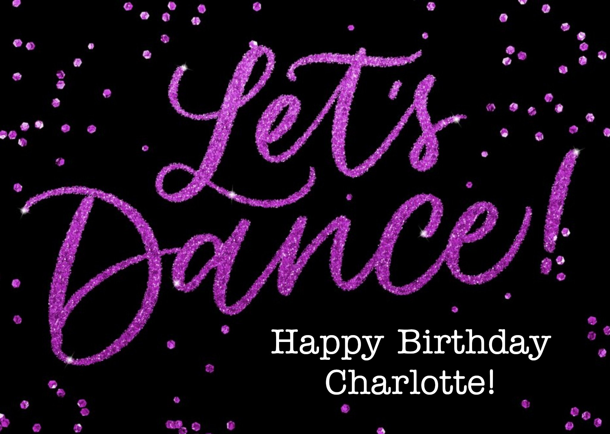 Moonpig Purple Glitter Let's Dance Personalised Birthday Card, Large