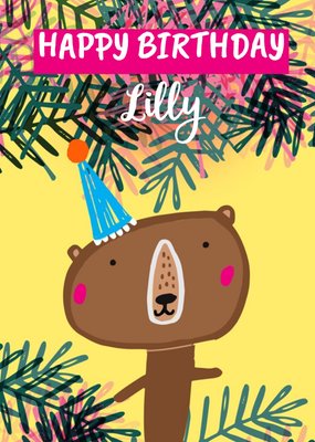 Cute Modern tropical Bear birthday card