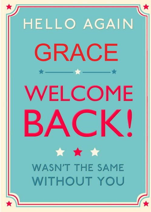 Hotchpotch Sweet Welcome Back Card