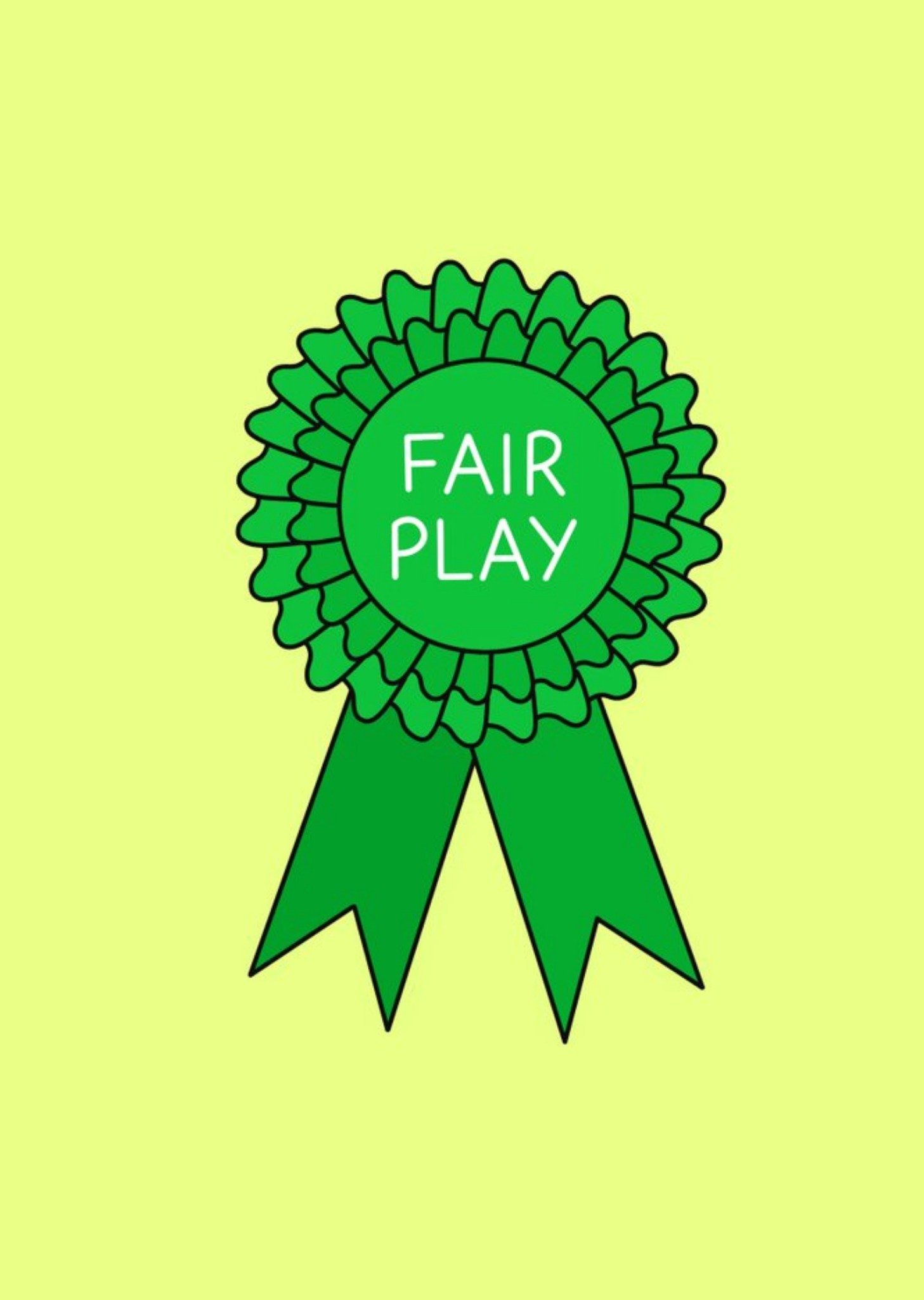 Moonpig Illustration Of A Green Rosette On A Light Green Background Fair Play Card Ecard