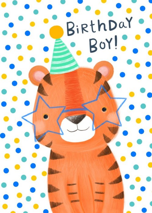 Cute And Colourful Tiger Birthday Boy Birthday Card