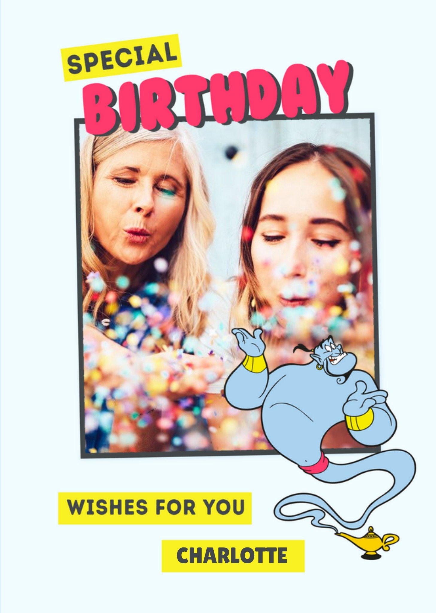 Disney Aladdin Genie Special Birthday Wishes For You Photo Upload, Large Card