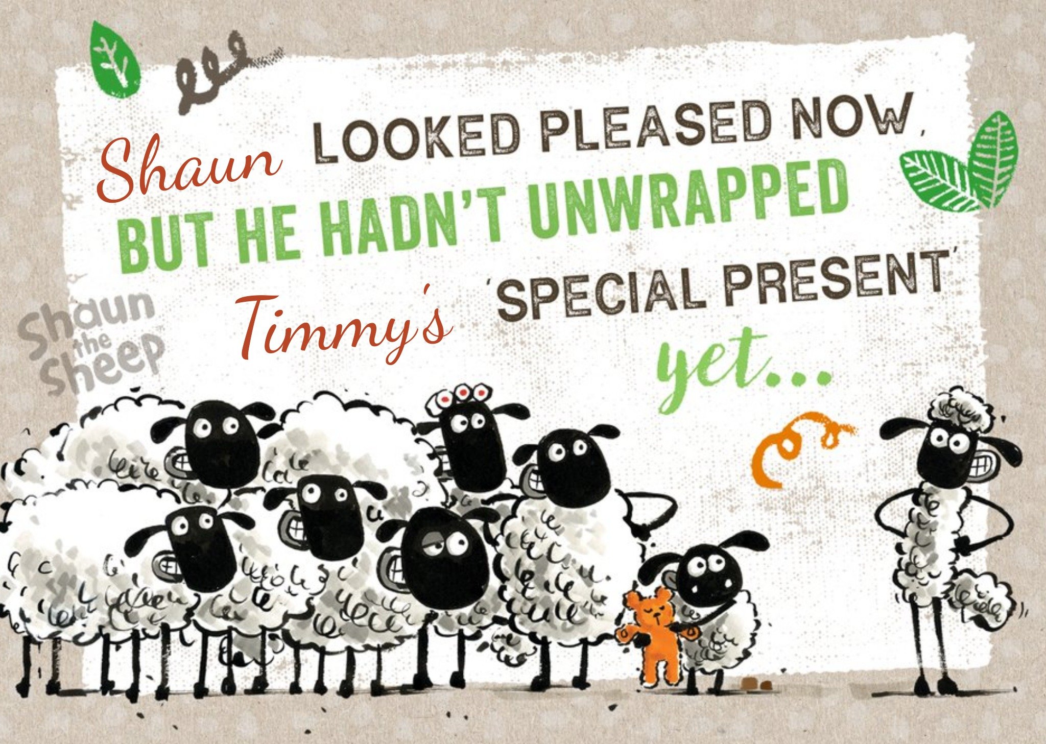 Moonpig Shaun The Sheep Special Present Birthday Card, Large