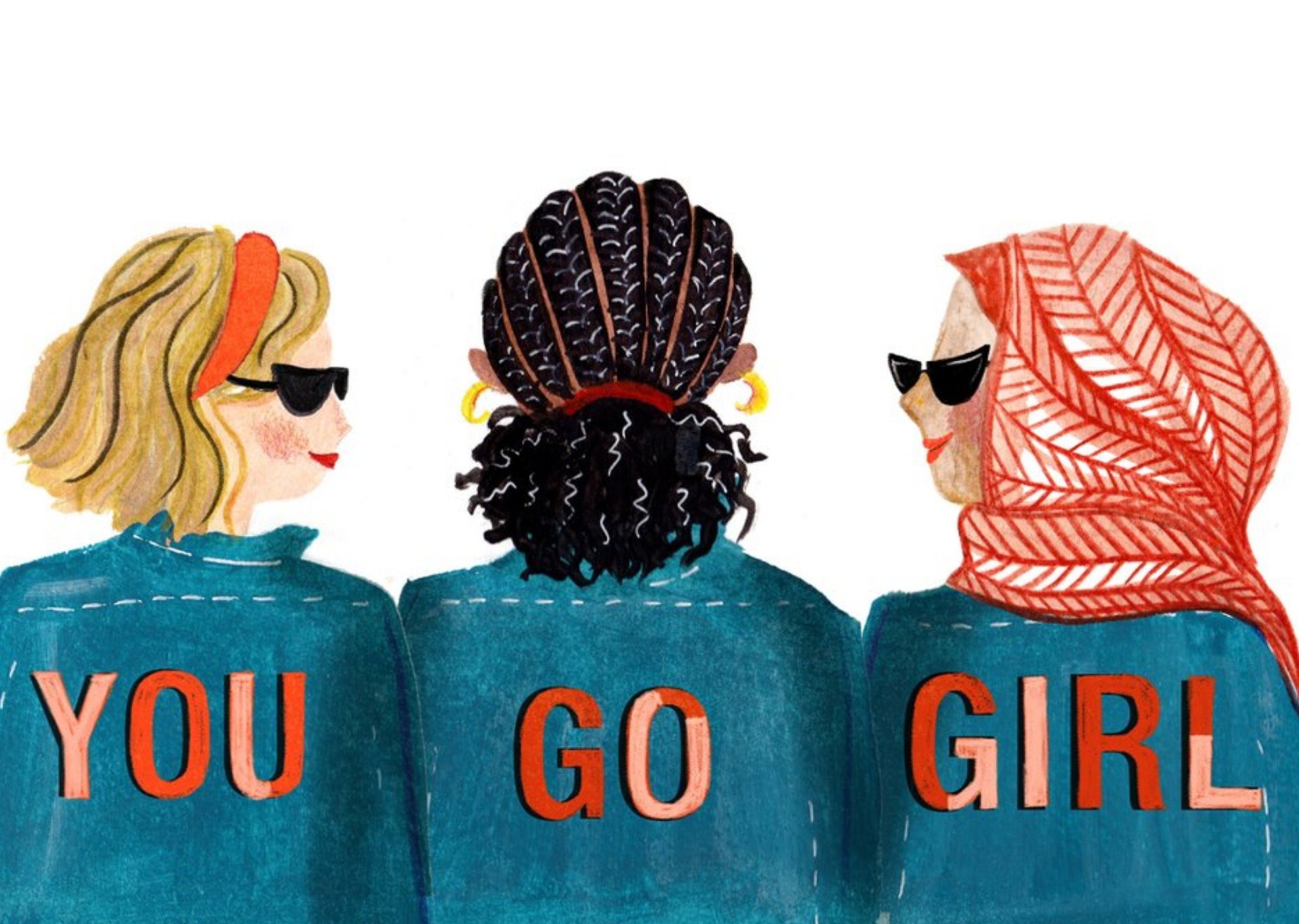 Illustrated 3 Women You Go Girl Card Ecard