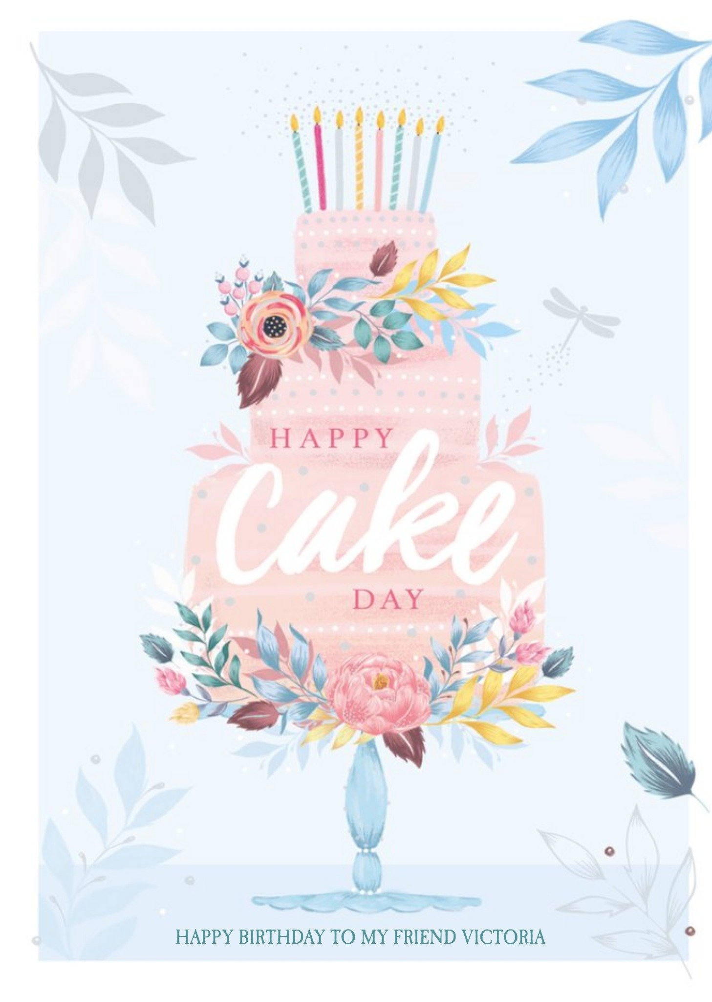 Moonpig Traditional Happy Cake Day Friend Birthday Card Ecard