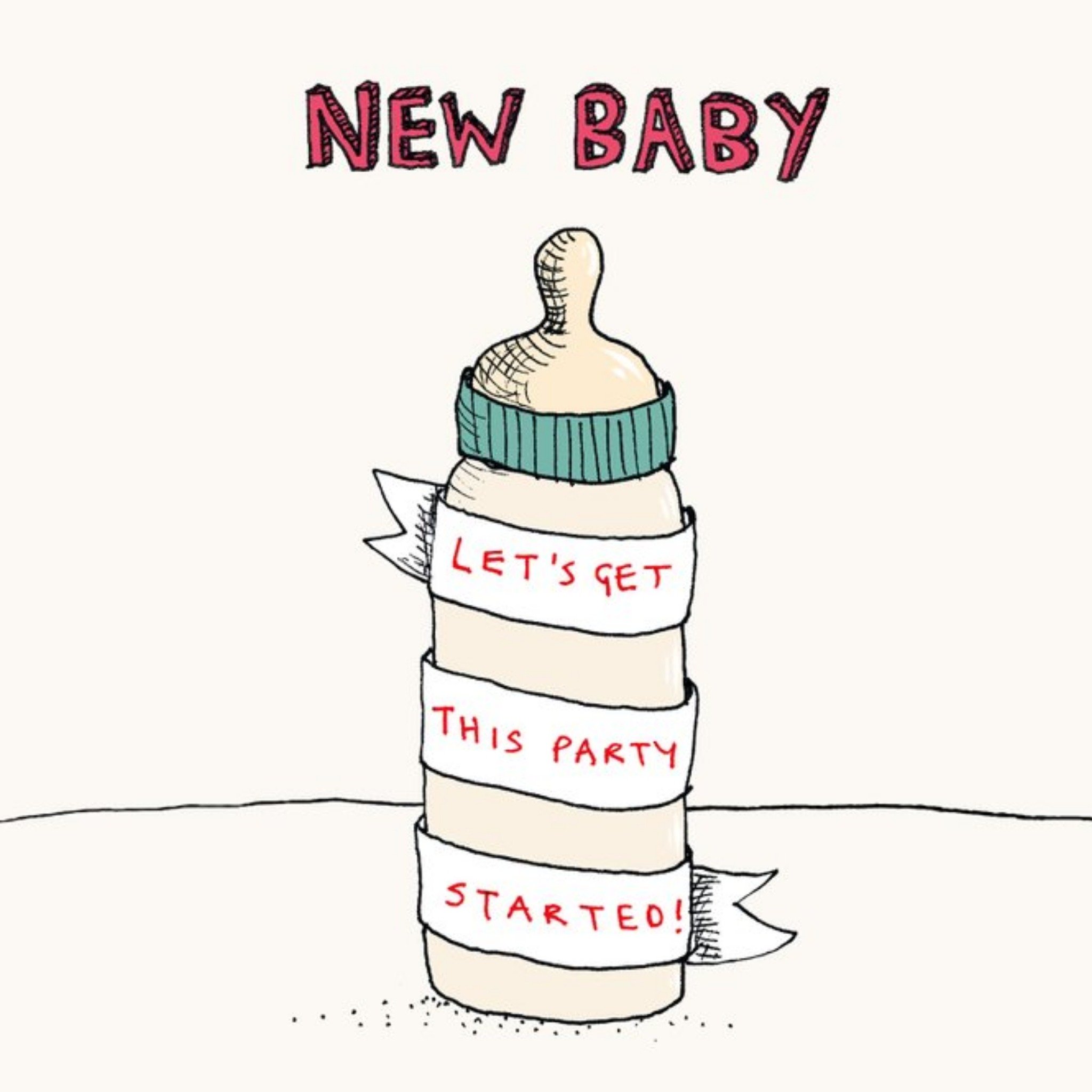 Moonpig Funny New Baby Card - Let Get This Party Started, Square