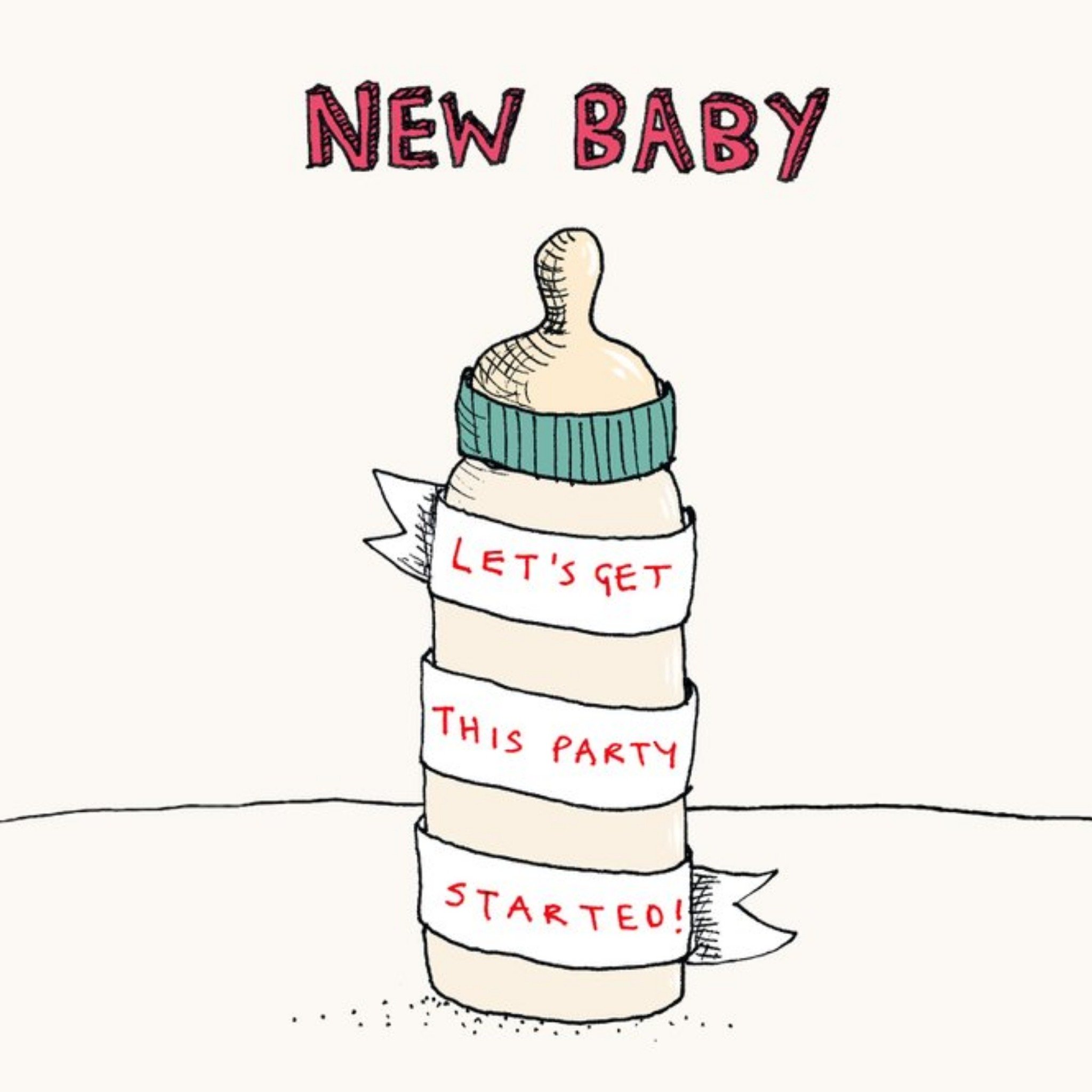 Funny New Baby Card - Let Get This Party Started, Square