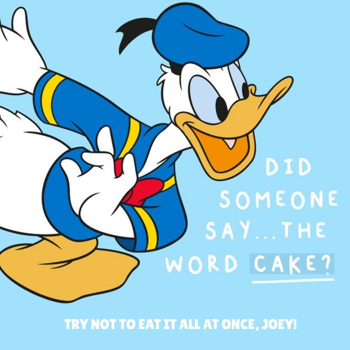 Disney Donald Duck Cartoon Did Someone Say Cake Birthday Card