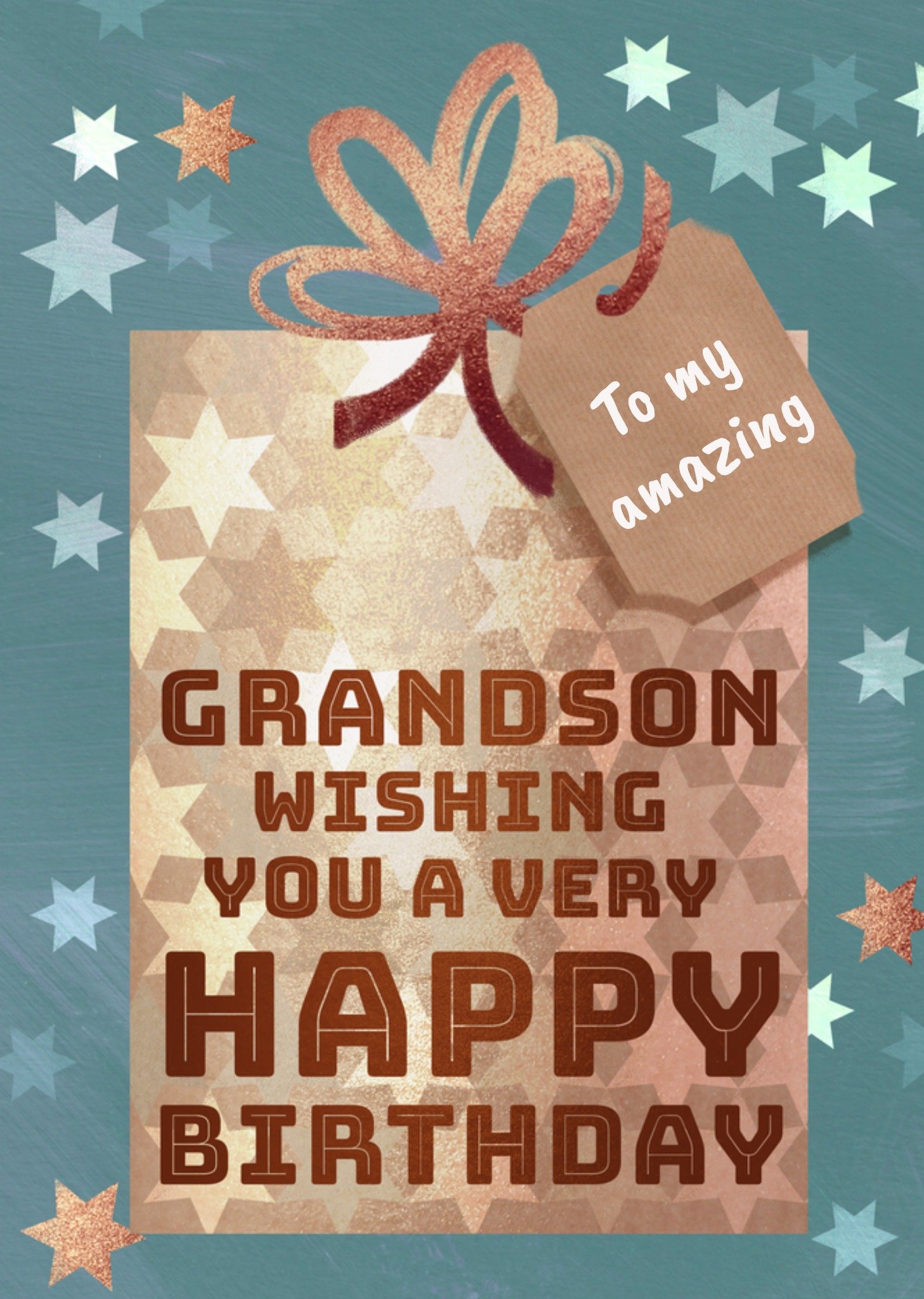 Amazing Grandson Typographic Present Birthday Card Ecard