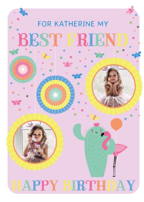 Cute Best Friend Mexican Themed Fiesta Cactus Photo Upload Birthday Card