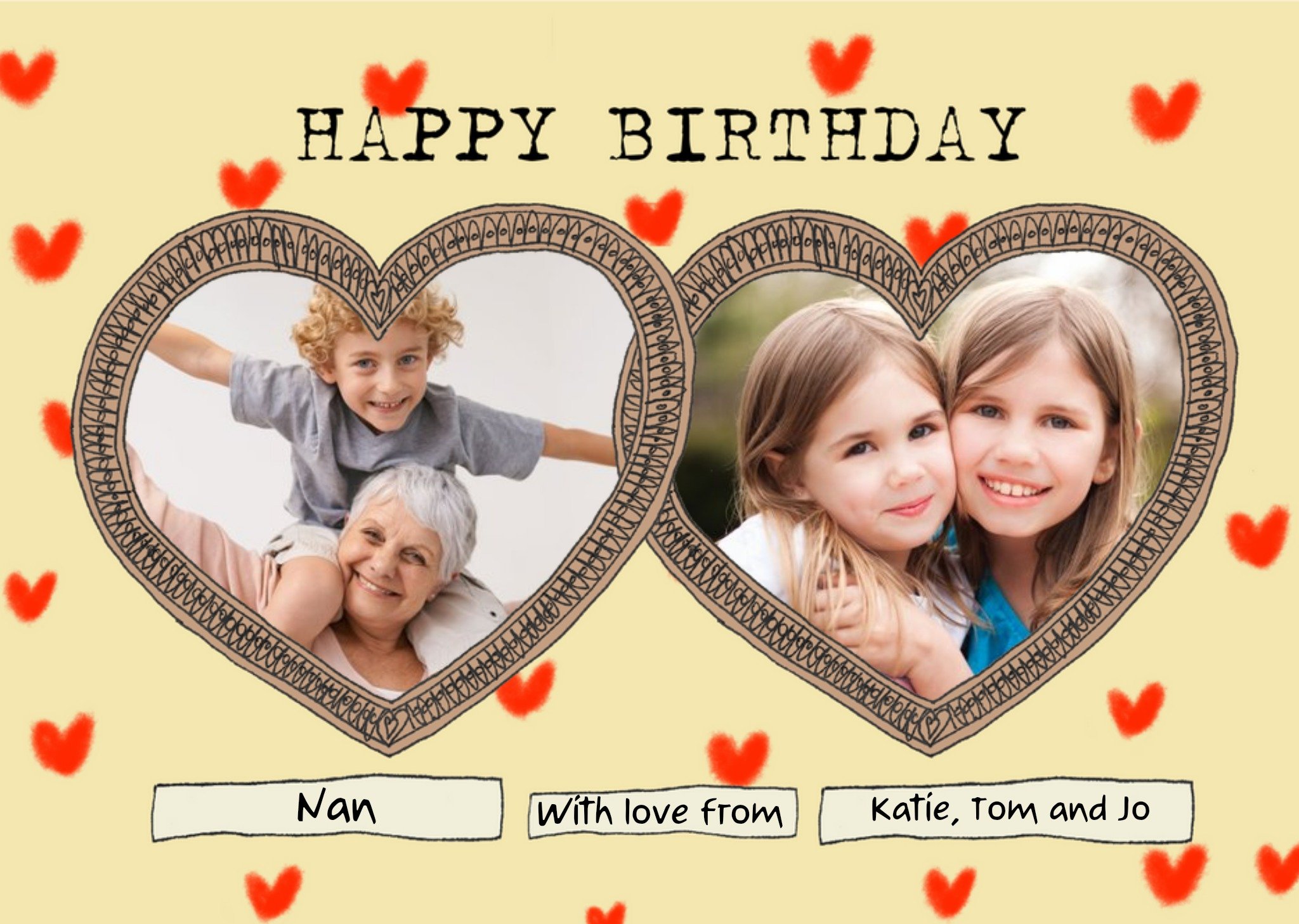 Moonpig Lockdown Hearts Nan With Love From Happy Birthday Photo Upload Card Ecard