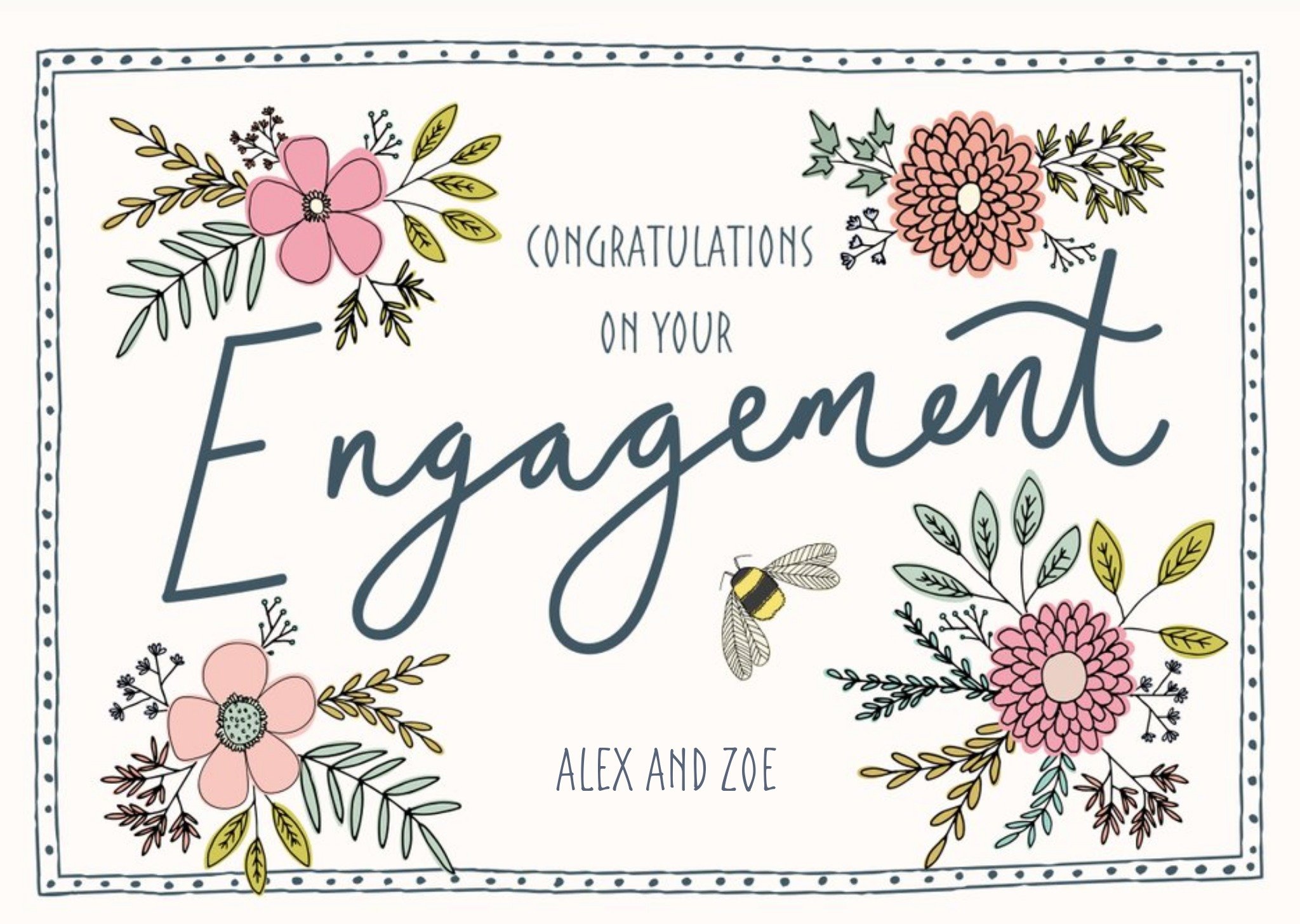 Moonpig Personalised Congratulations On Your Engagement Card, Large