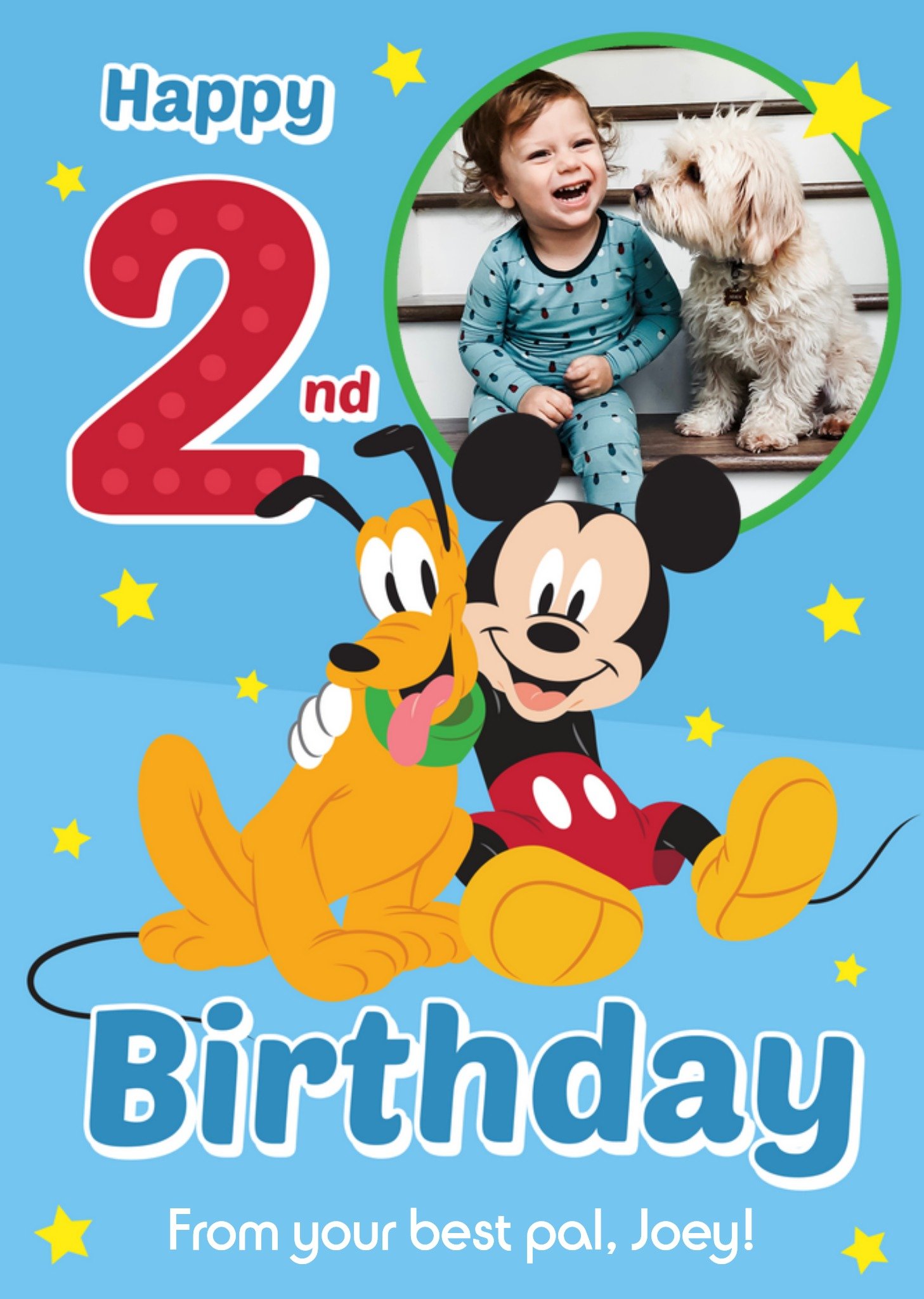 Disney Mickey Mouse Happy 2nd Birthday From Your Best Pal Photo Upload Card Ecard