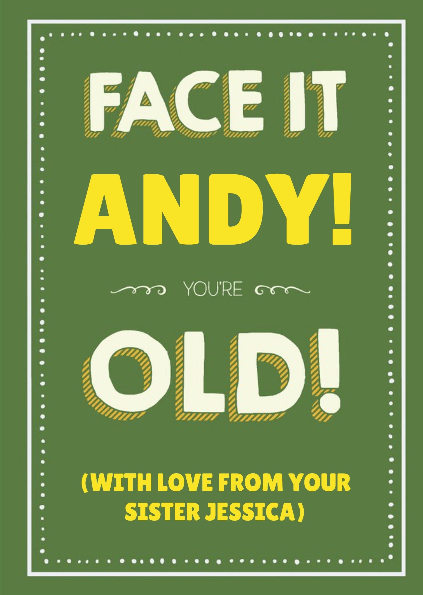 Moonpig Funny Typographical Face It You're Old Card, Large