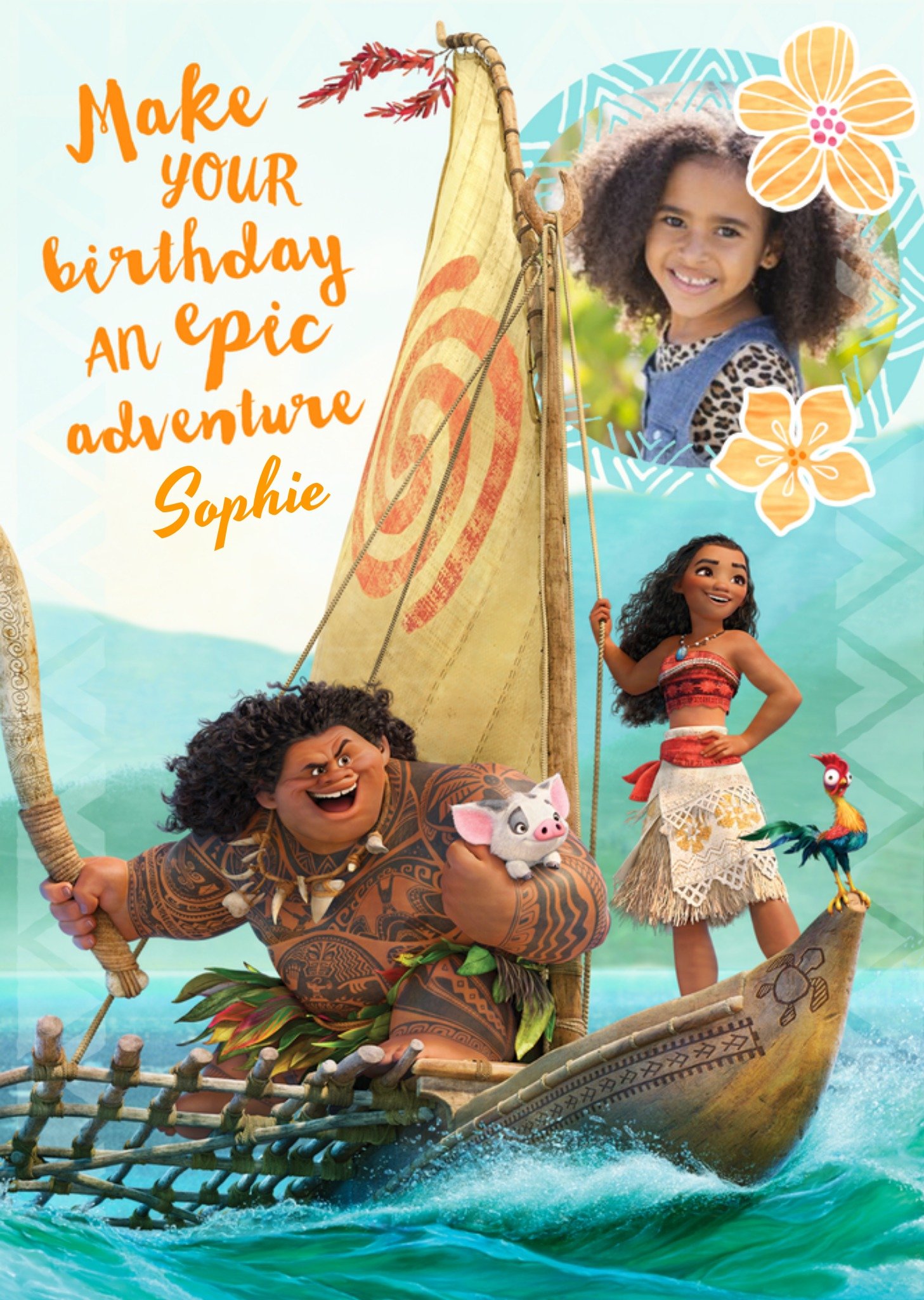 Disney Moana Birthday Card - Photo Moana Card Ecard