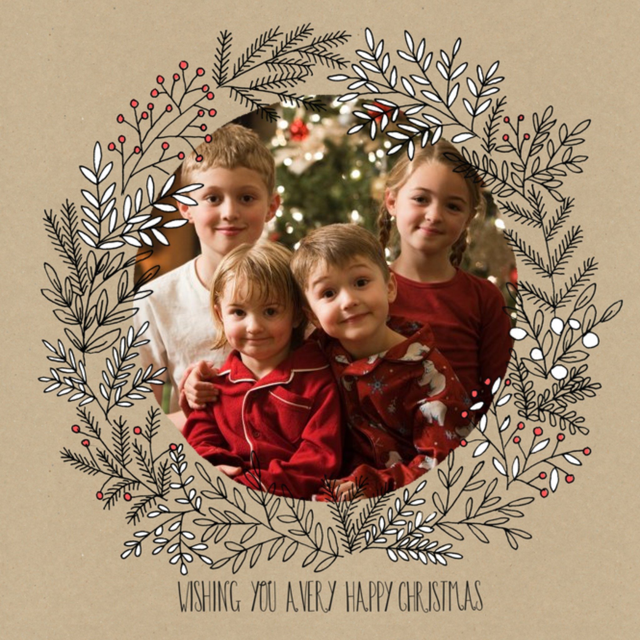 Botany Wishing Merry Christmas Photo Upload Card, Square