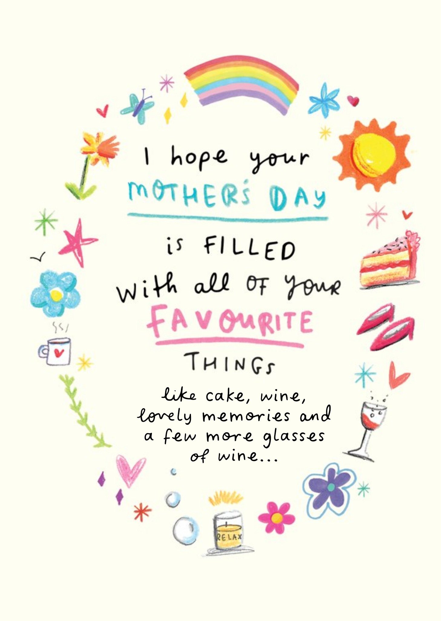 Mothers Day Favourite Things Rainbow Card Ecard