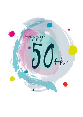 Modern Watercolour Paint Effect Happy 50th Birthday Card