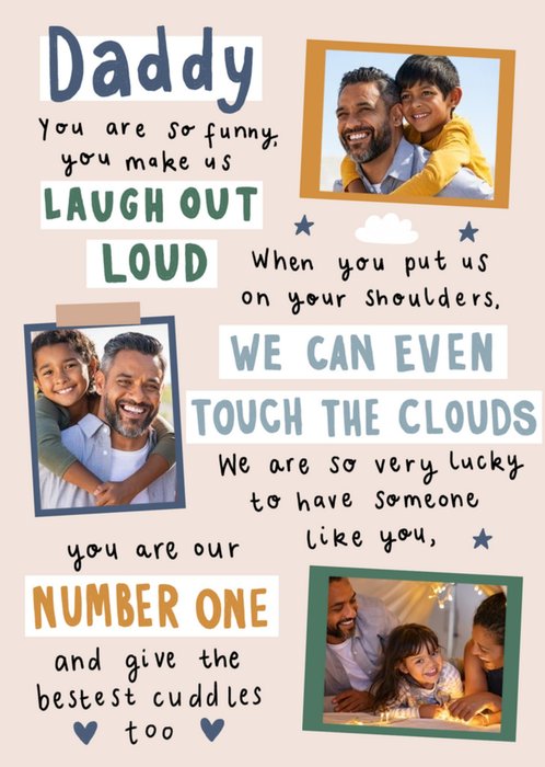 Snapshots Cute Typographic Verse Photo Upload Father's Day Card