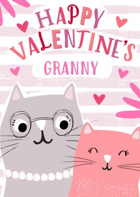 Mordern Cat Happy Valentines Granny Card