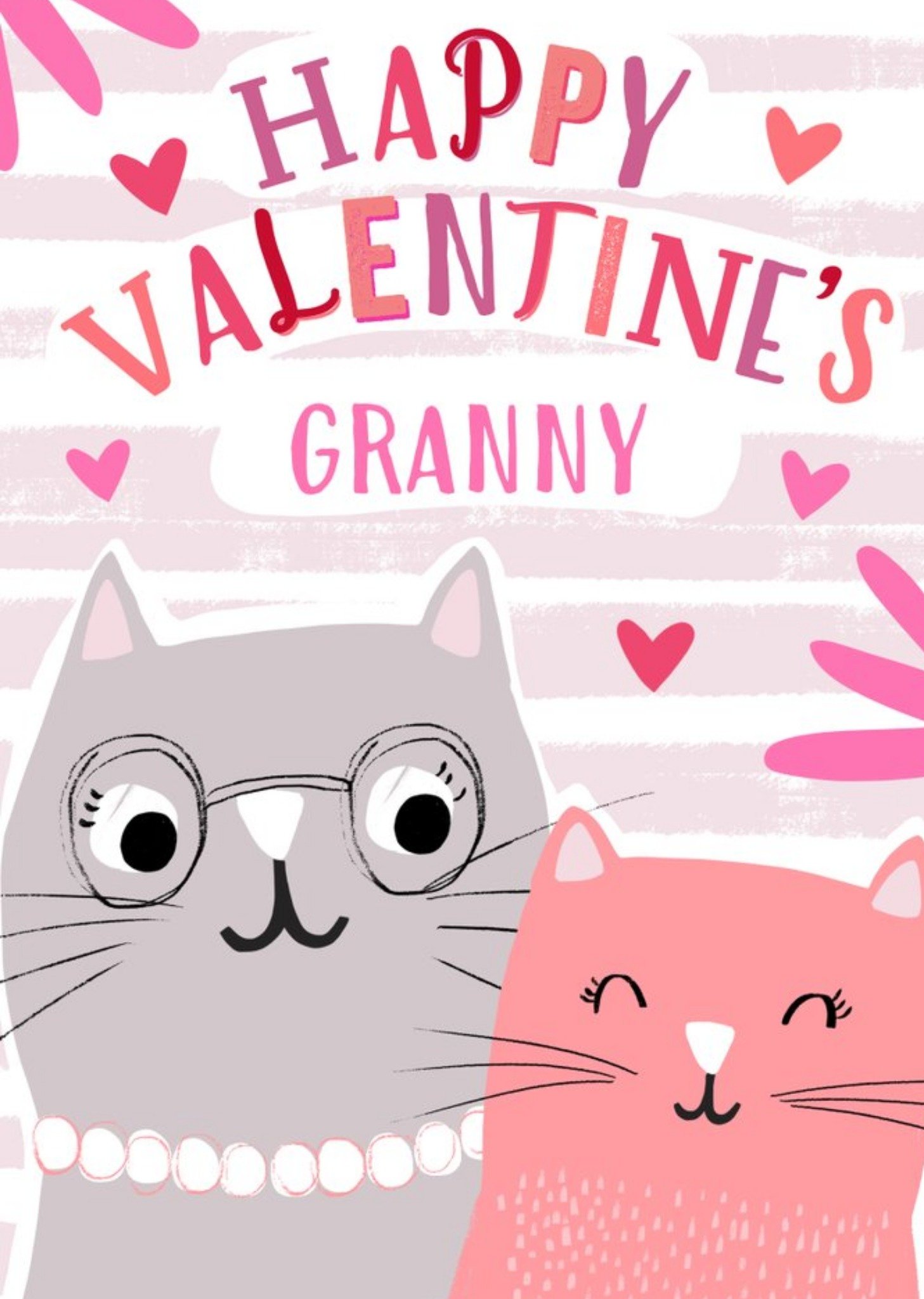 Moonpig Mordern Cat Happy Valentines Granny Card, Large