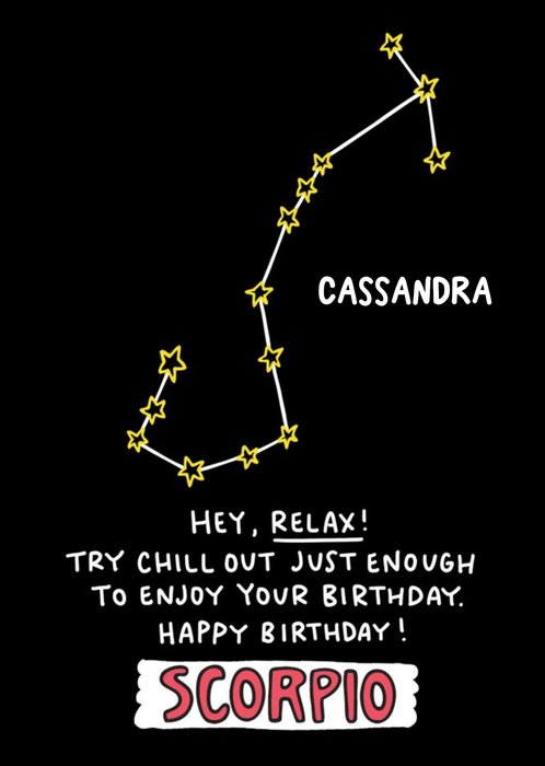 Angela Chick Scorpio Zodiac Constellation Birthday Card