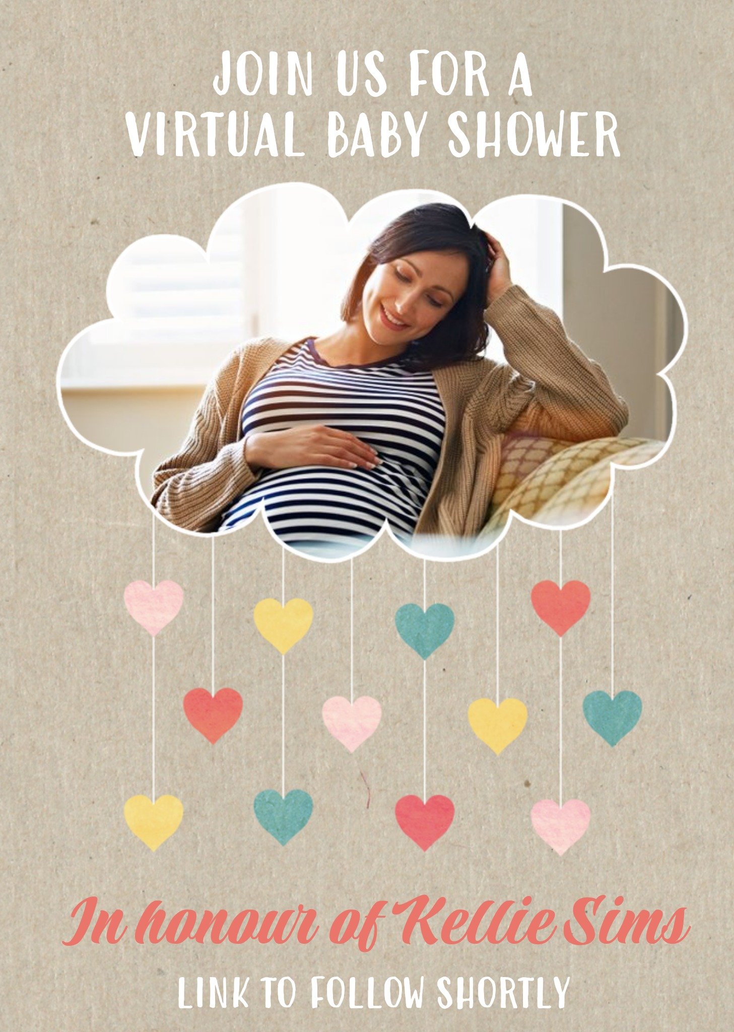 Modern Photo Upload Virtual Baby Shower Card Ecard