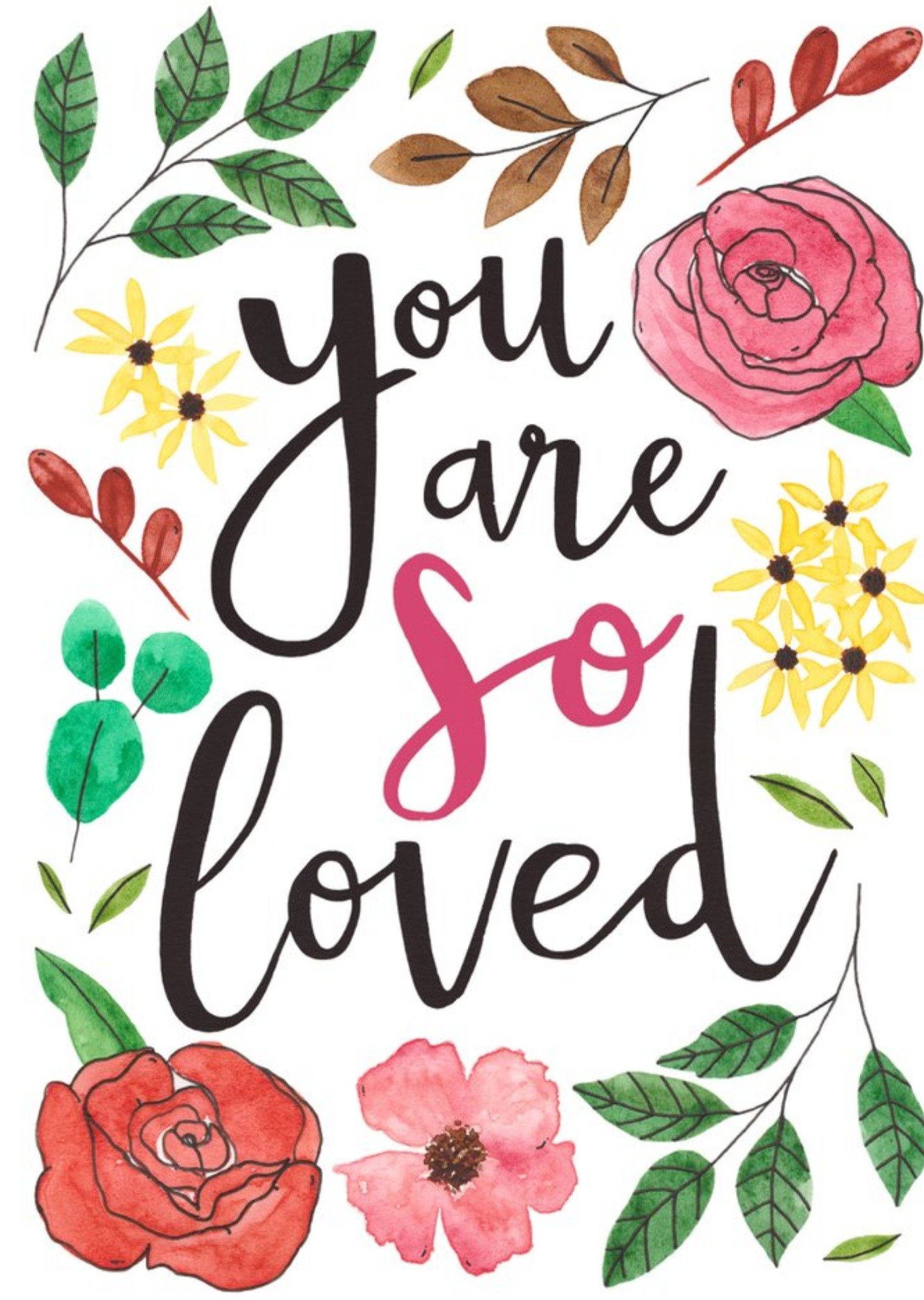 Moonpig Any Occasion Card - Thinking Of You - You Are Loved - Floral, Large