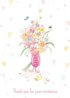 Disney Winnie The Pooh Piglet Flowers Personalised Thank You For Your Invite Card