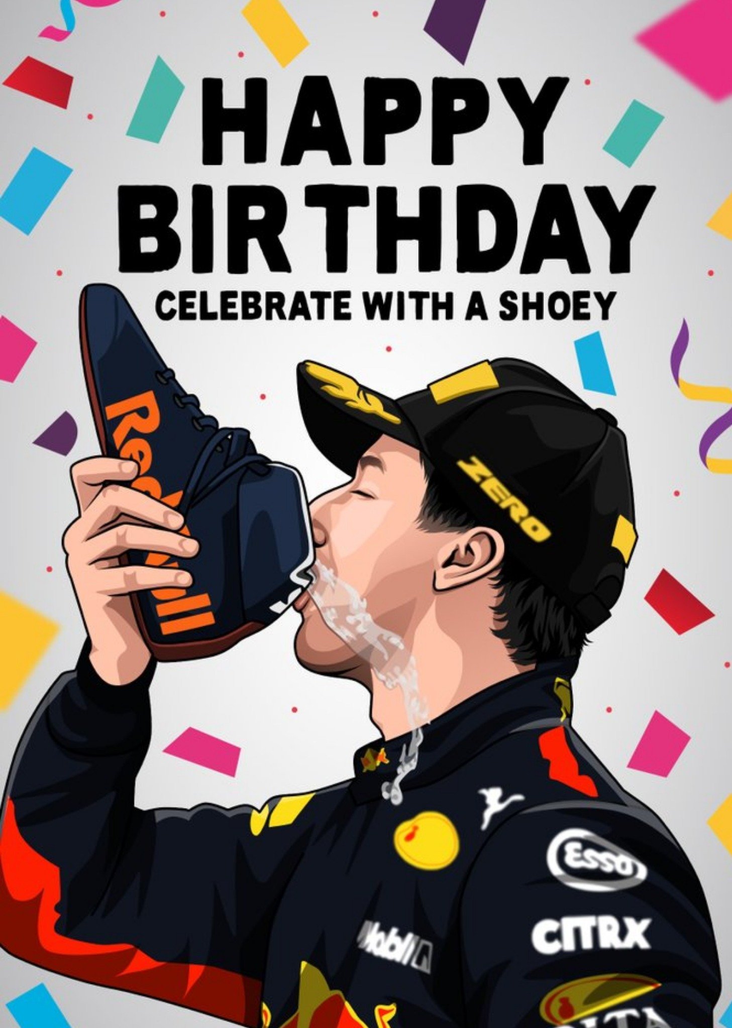 All Things Banter Illustration Of The Italian Australian F1 Racing Driver Celebrating In Style Birthday Card