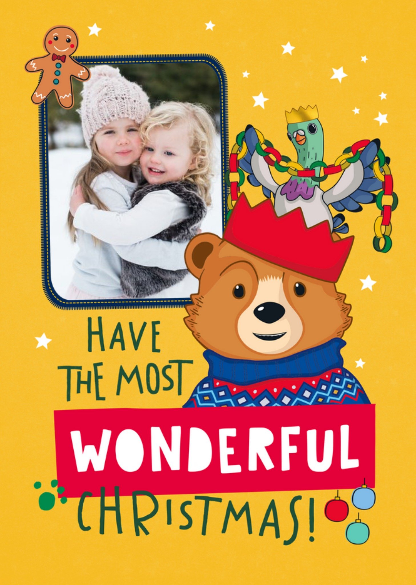 Paddington Bear Wonderful Christmas Photo Upload Card, Large