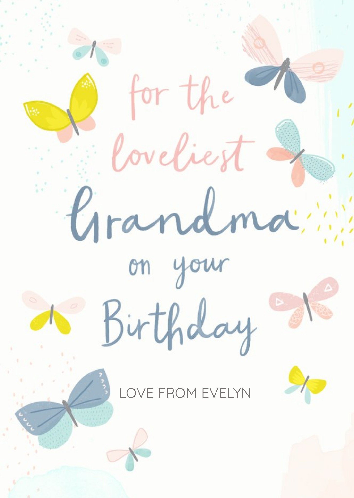 Loveliest Grandma Butterflies Birthday Card Ecard