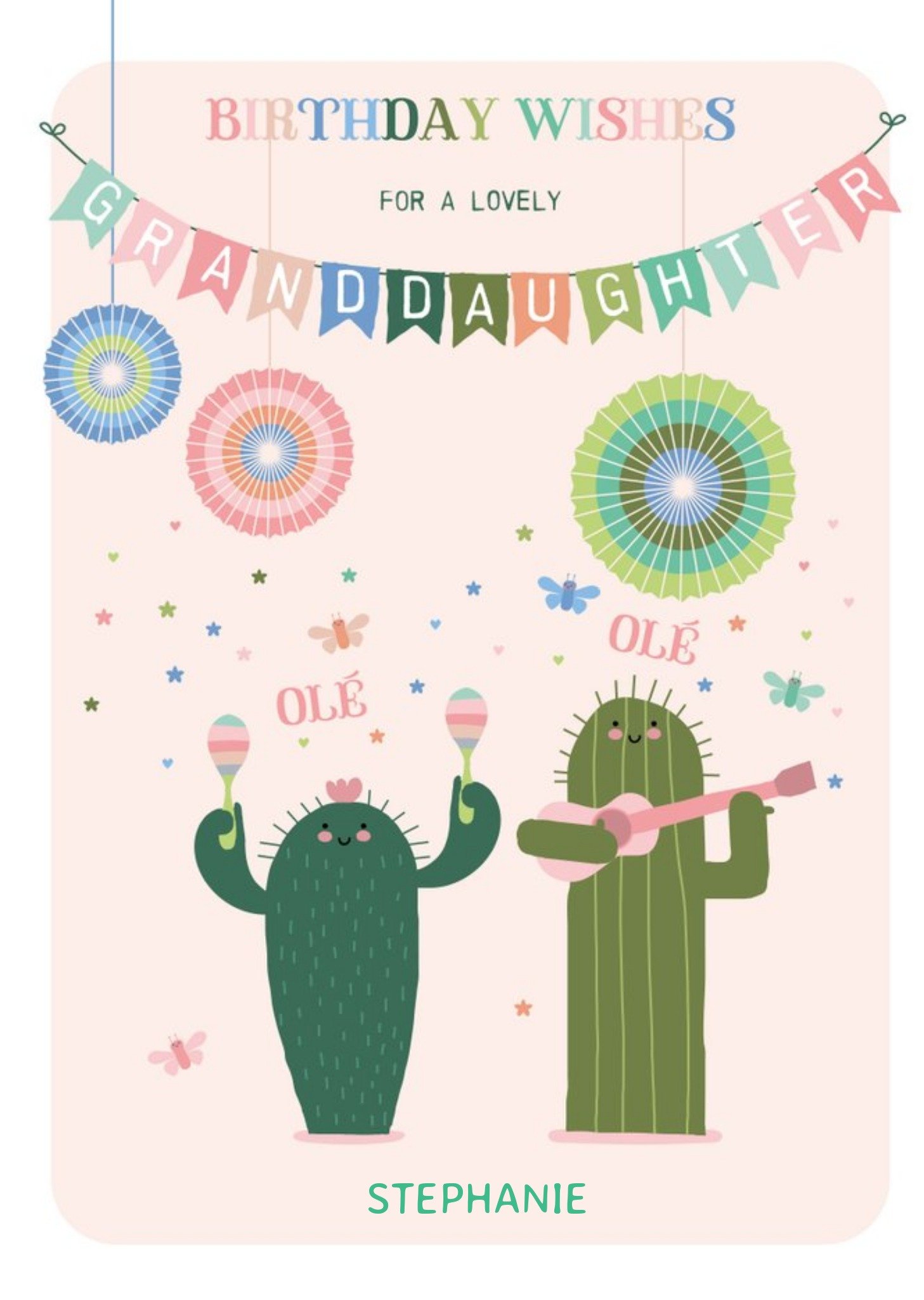 Moonpig Lovely Granddaughter Cactus Birthday Card, Large